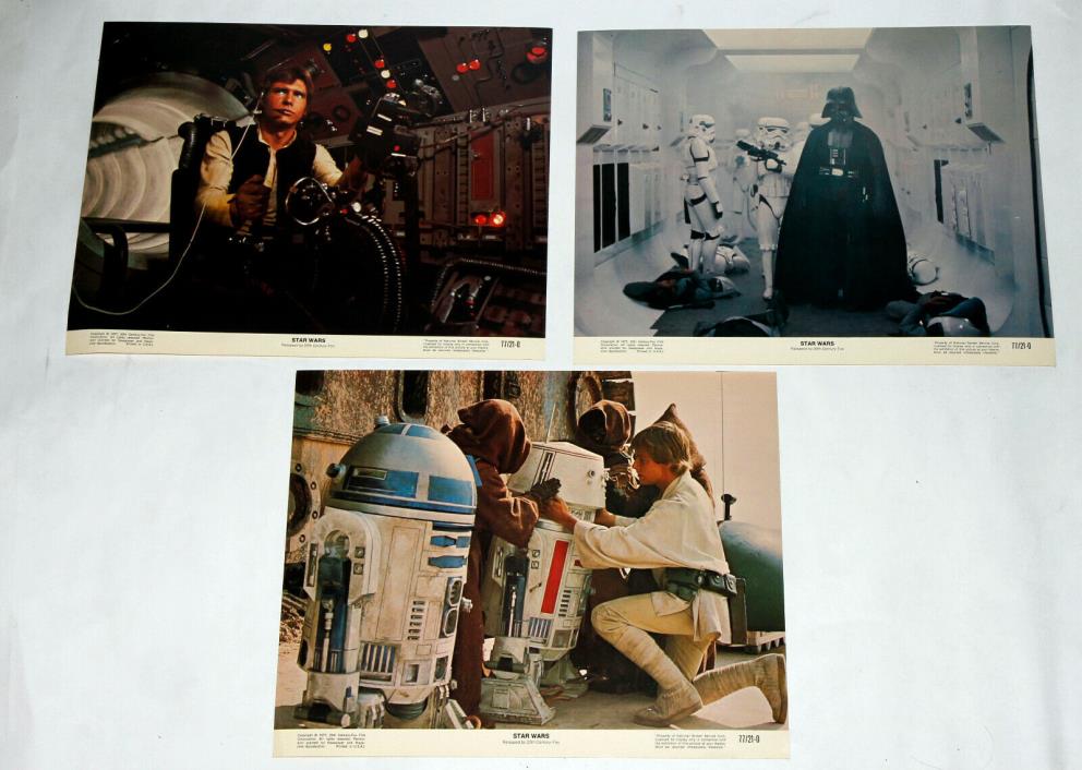 3x STAR WARS 1977 PROMOTIONAL LOBBY CARDS 11 x 14 COLOR poster