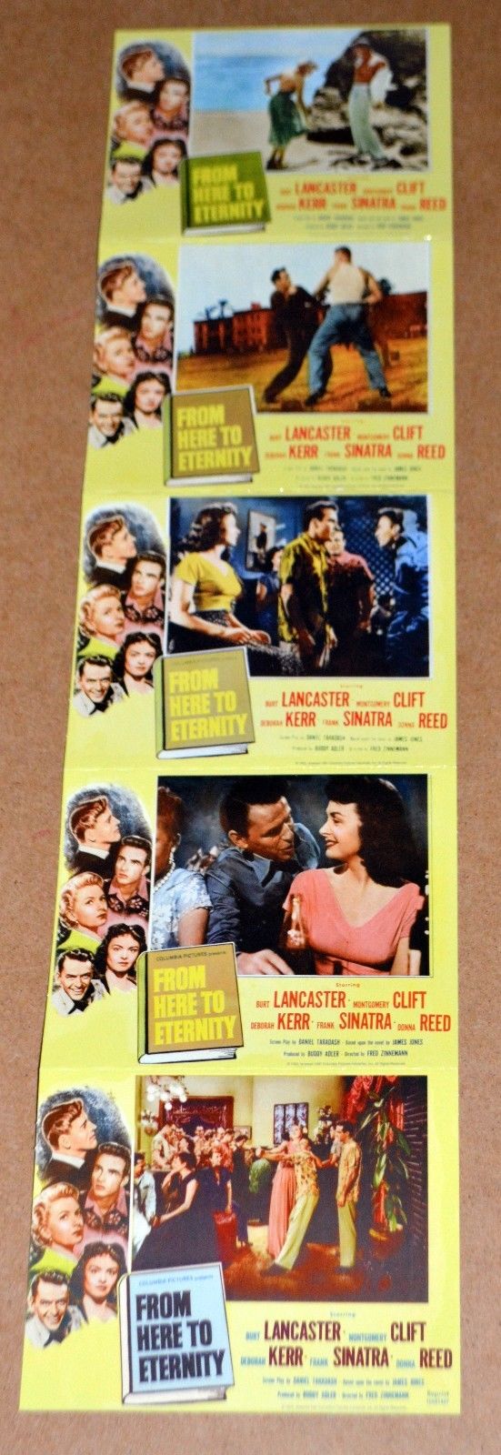 FROM HERE TO ETERNITY 5 MINI LOBBY CARDS~LANCASTER, CLIFT, KERR, SINATRA & REED
