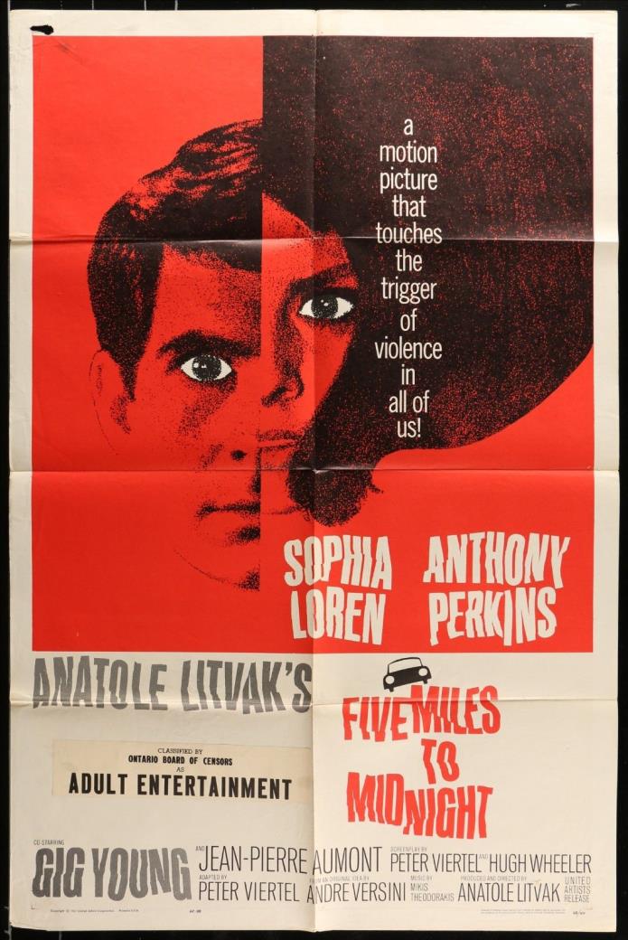 Five Miles to Midnight (1962)  - original movie poster - Anthony Perkins