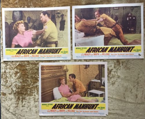 AFRICAN MANHUNT 1954 SET OF 3 LOBBY CARDS