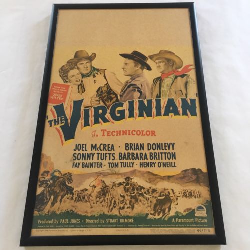 The Virginian Movie Movie Lobby Card Window Size Paramount 1946 Vintage Framed