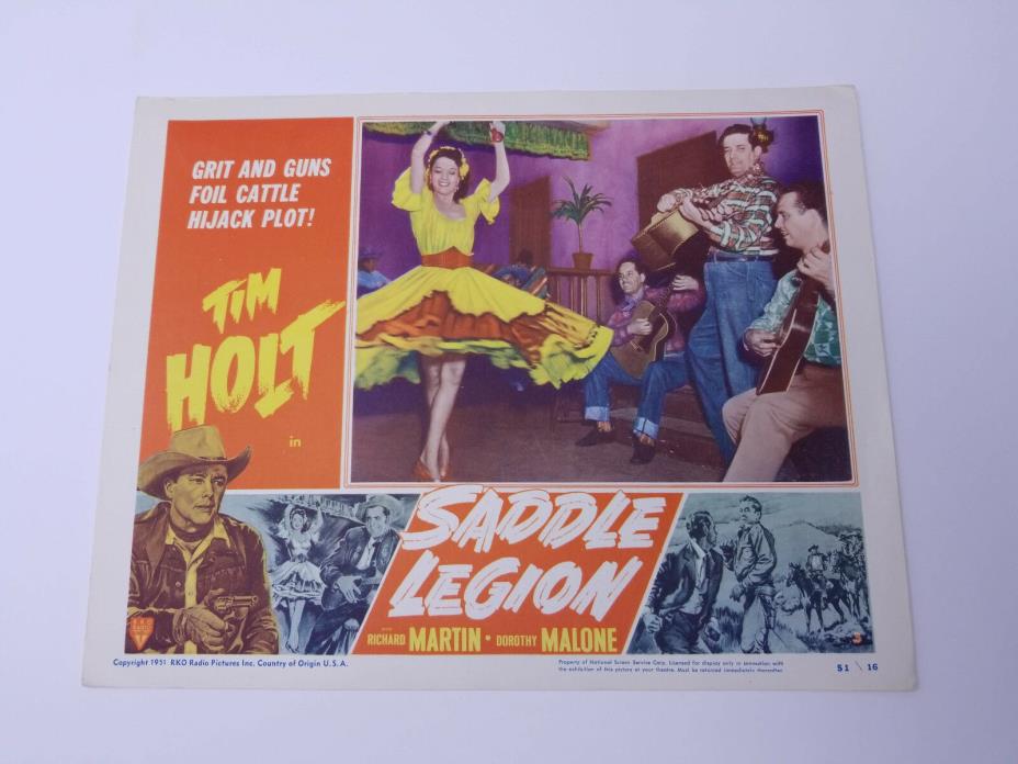 Vintage Western Lobby Card 1951 Saddle legion Movie RKO Radio pictures Tim Holt