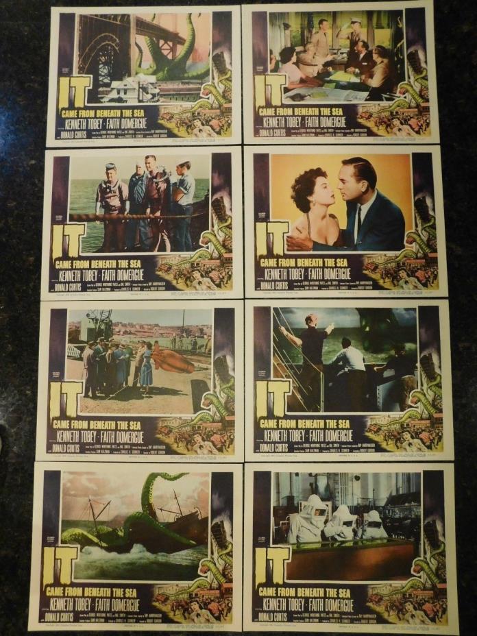 IT CAME FROM BENEATH THE SEA Original, Complete 1955 Lobby Card Set, C8.5 VF/NM