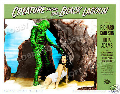 CREATURE FROM THE BLACK LAGOON LOBBY SCENE CARD # 9 POSTER 1954 JULIA ADAMS