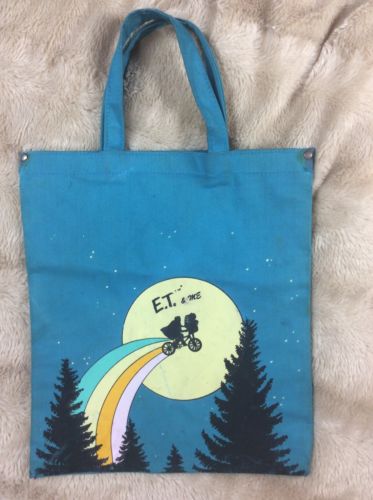 E.T. & ME Extra Terrestrial Book Bag Rainbow Small Blue Tote Vintage