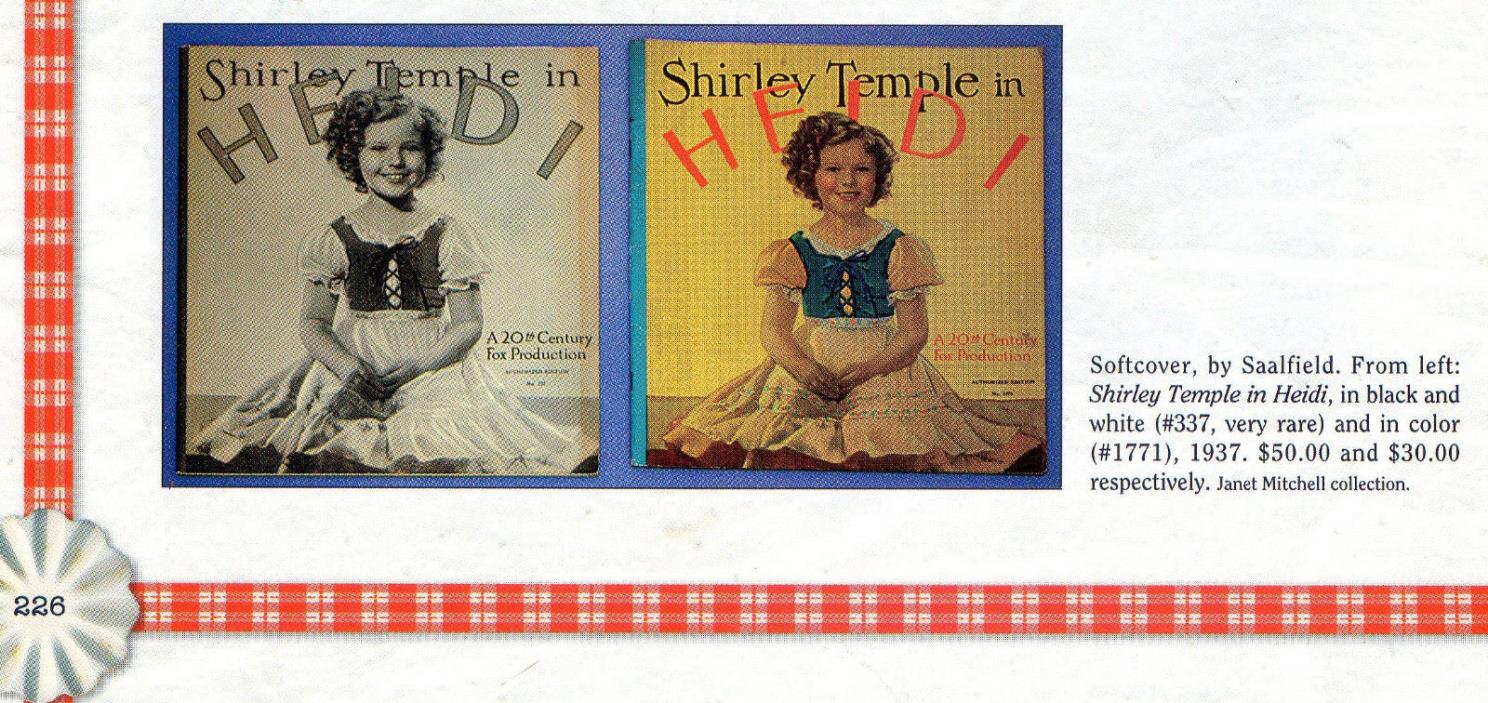 Shirley Temple 1937 Heidi book Saalfield No 337  *short printed B&W edition