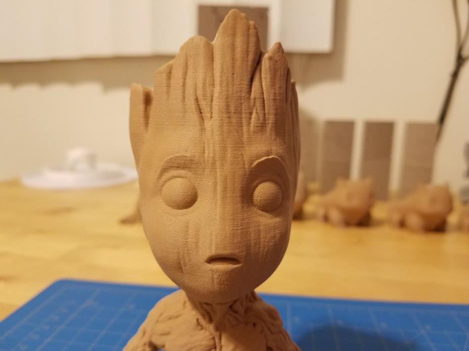 Baby Groot 3D Printed Statue Wood PLA Filament