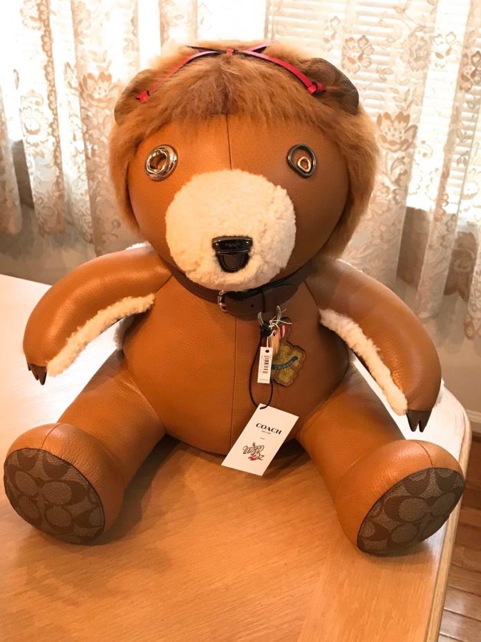 COACH Wizard of Oz Cowardly Lion Teddy Bear Pebble Leather F39471 New With Tags