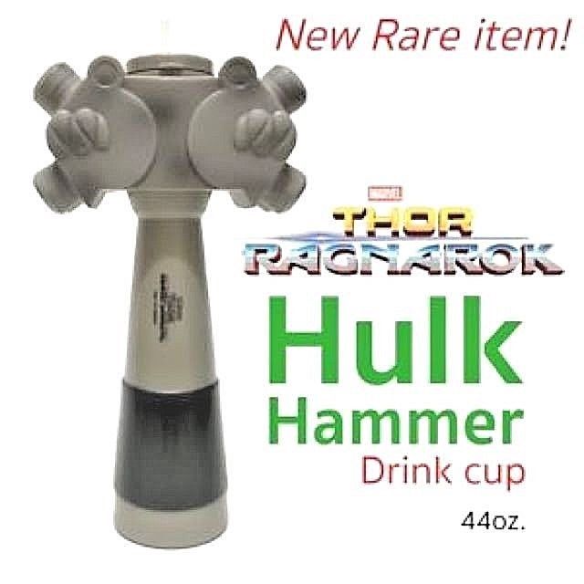 THOR Ragnarok Movie Hulk HAMMER DRINKING CUP  with STRAW Marvel Heroes NEW