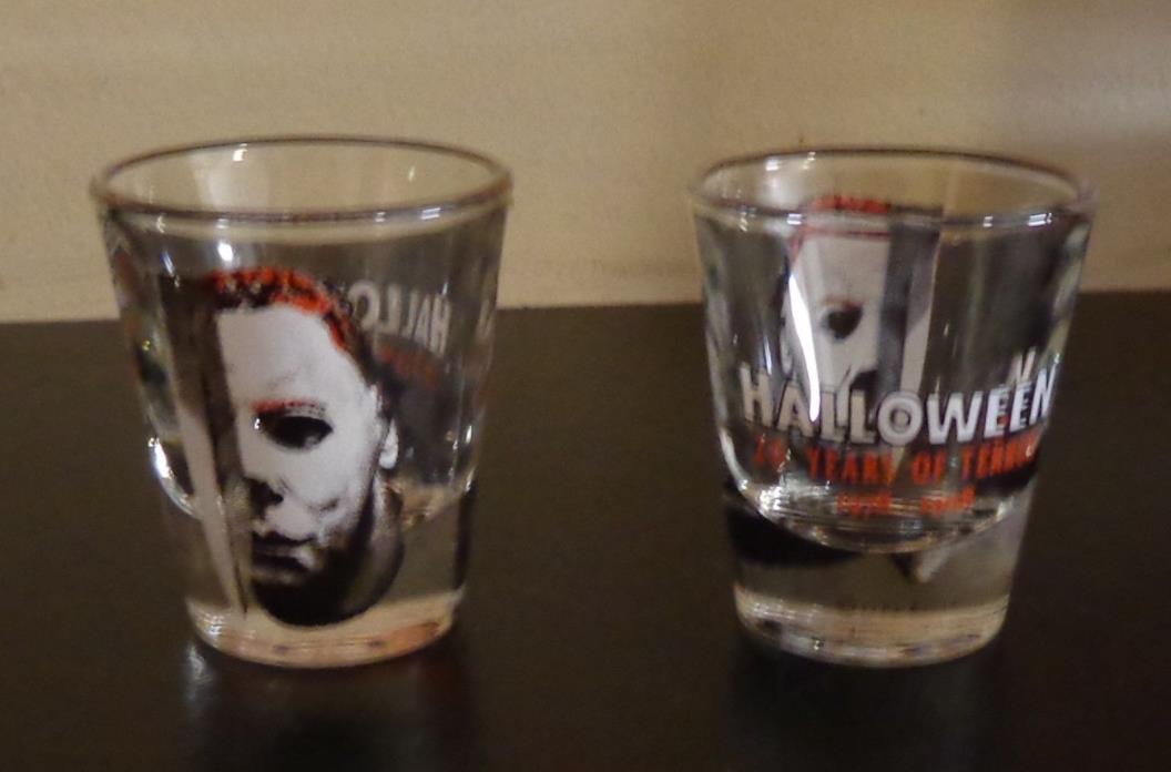 THE MOVIE HALLOWEEN 20 YEARS OF TERROR  1978- 1998  SHOT GLASS set of two