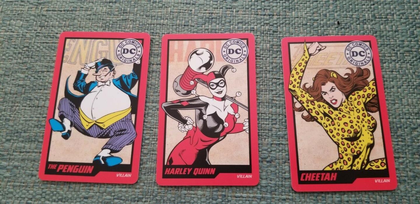 Villains- DC Comic Arcade Card Rare Non Stamped Coin Pusher- Lot of 3