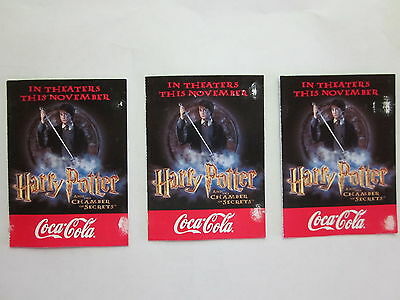 3 Harry Potter and the Chamber of Secrets 2002 Secret Peek Code Cards Coca Cola