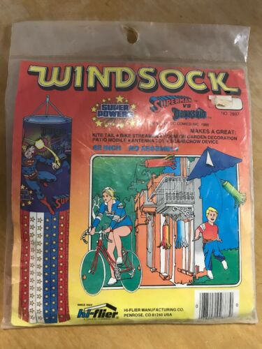 1985 MIP Superman vs Darkseid WINDSOCK Super Powers DC comic Hi-Flier SEALED