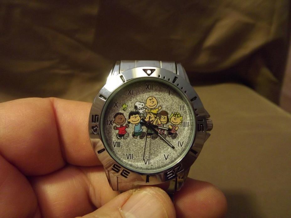 Charlie Brown & The Peanuts Gang Wristwatch, Stainless Steel Band, NEW!