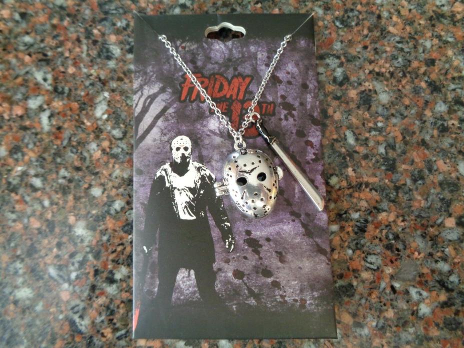 Friday the 13th Jason Mask / Machete Necklace NEW on Card Voorhees Crystal Lake