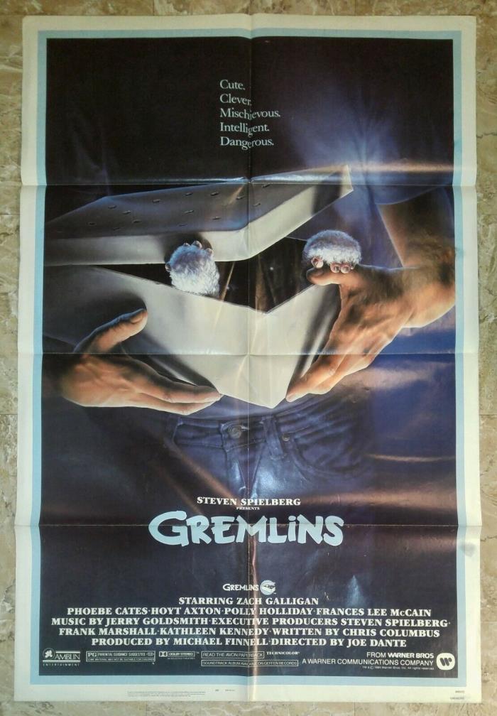 1984 GREMLINS 27x41 1-SH Movie Poster FN 6.0 Zach Galligan, Phoebe Cates