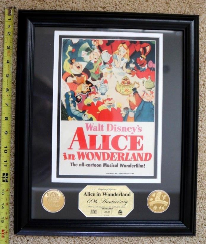 RARE Walt Disney's Alice in Wonderland 60th Anniversary 24kt Gold Limited Ed.