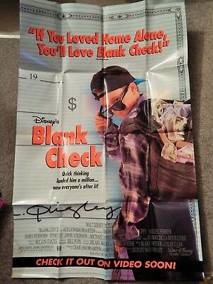 BLANK CHECK (VIDEO DEALER  40 X 27 POSTER!, 1990S) BRIAN BONSALL, KAREN DUFFY