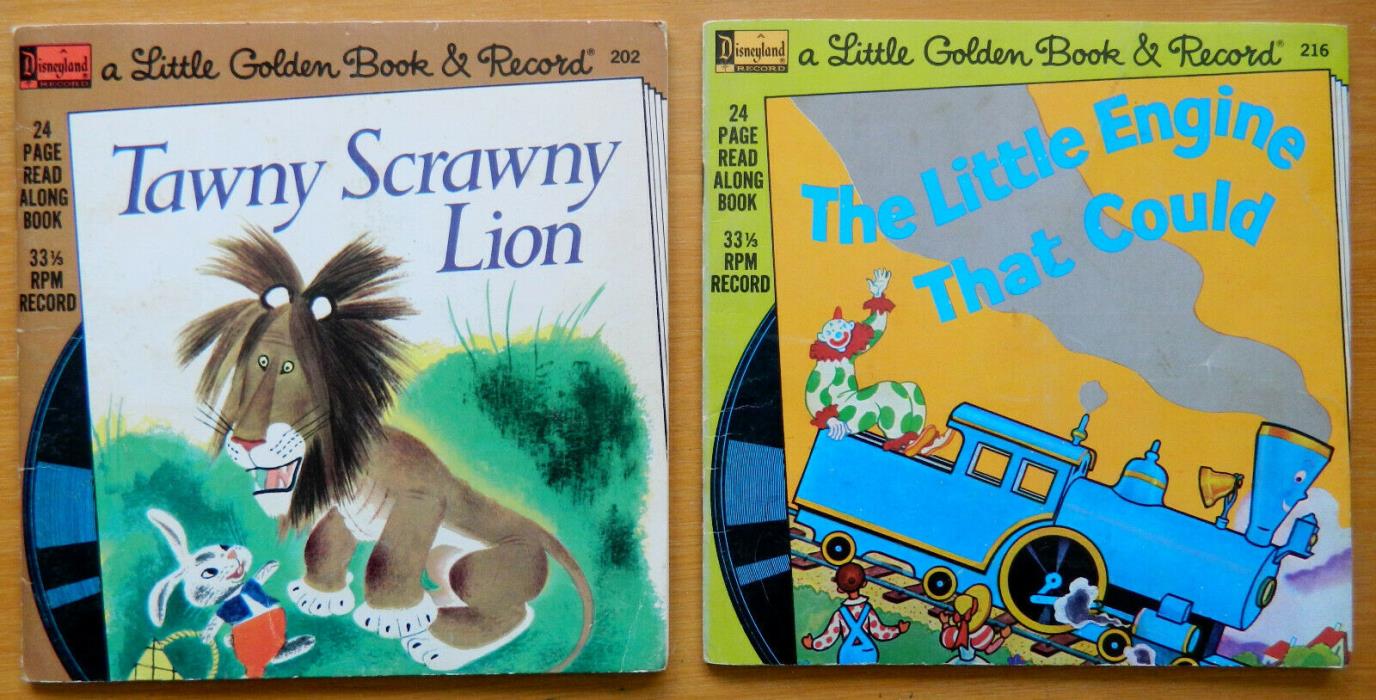 Vintage 1976 Disney Little Golden books 33 RPM records Little Engine Tawny Lion
