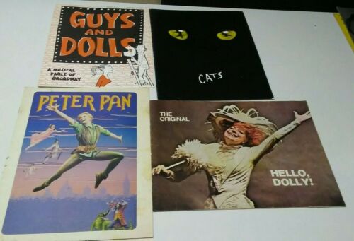4 VTG Movie Souvenir Books HELLO DOLLY CATS  GUYS AND DOLLS PETER PAN