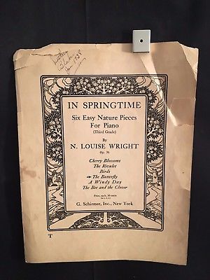 Antique In Springtime 6 Easy Nature Pieces Piano Sheet Music Song Book L. Wright