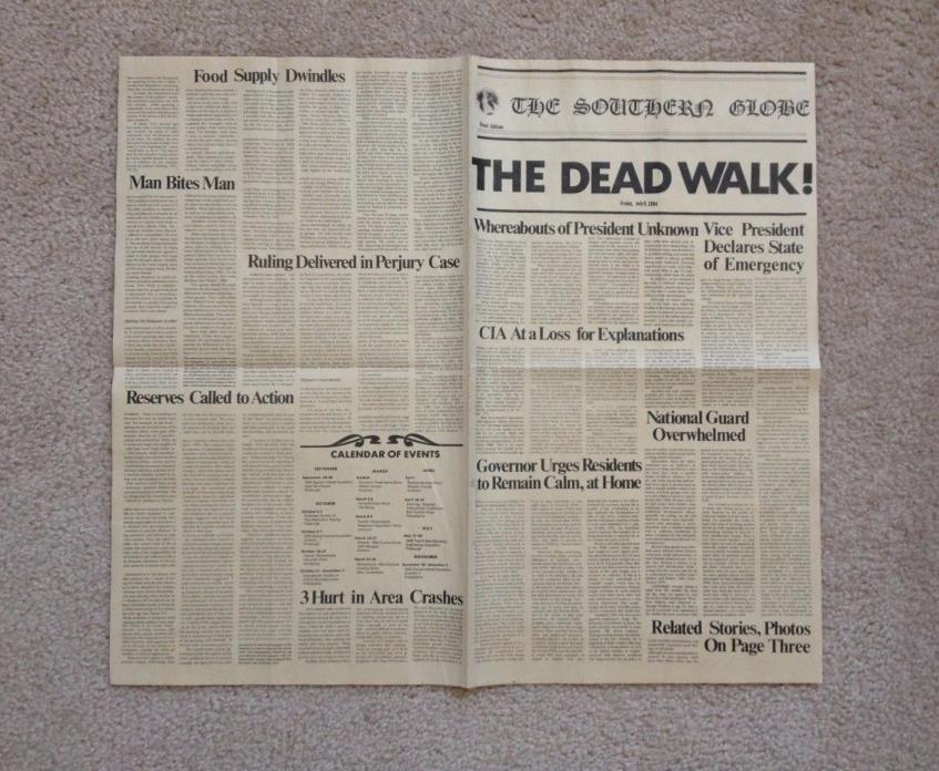 DAY OF THE DEAD The Dead Walk NEWSPAPER Prop Replica GEORGE ROMERO Savini DAWN