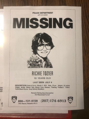Richie Tozier Missing Poster From It Pennywise Horror Movie