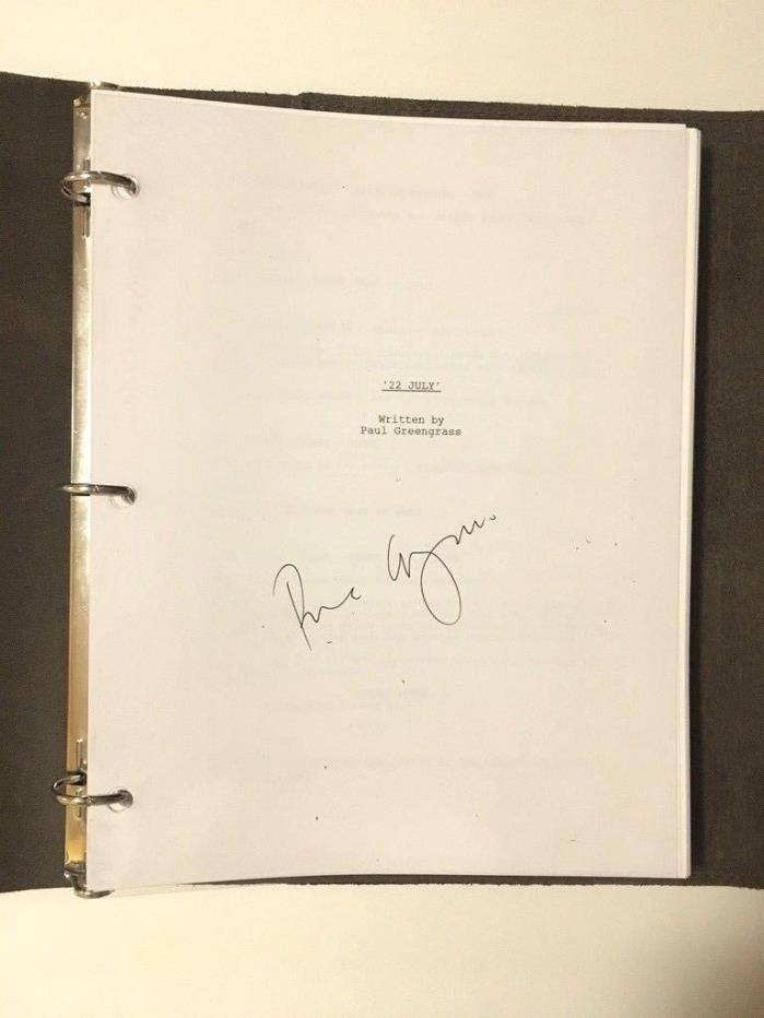 JULY 22 Movie Hand Signed Script  PAUL GREENGRASS FYC Best Original Screenplay