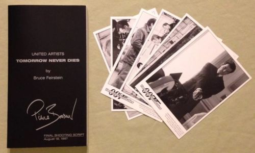 TOMORROW NEVER DIES Final Shooting Script by Bruce Feirstein & 6 Photo Cards