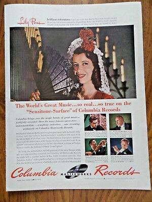 1942 Columbia Records Ad Lily Pons Brilliant Coloratura of Opera & Concert Stage