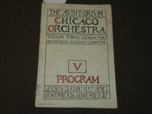 1897-1898 NOVEMBER 26-27 CHICAGO ORCHESTRA V PROGRAM - THE AUITORIUM - J 3714