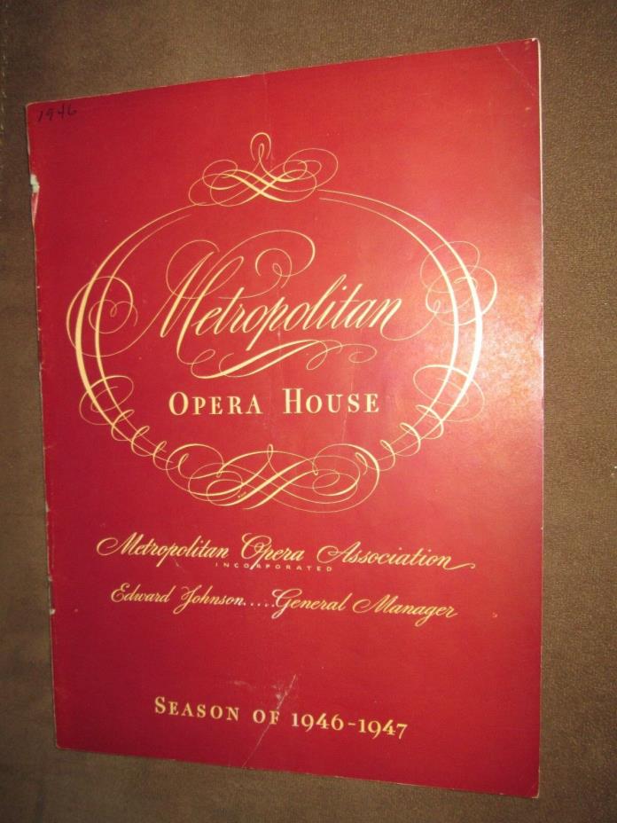 Metropolitan Opera House Program for season 1946/1947 dated 12/29/46