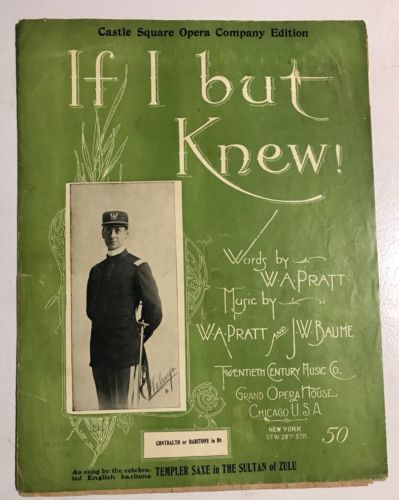 IF I BUT KNEW - W.A. PRATT - J.W. BAUME - TEMPLER SAXE ON COVER - 1901