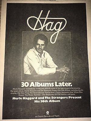 VINTAGE 1974 MERLE HAGGARD AND THE STRANGERS PRESENT 30TH ALBUM ADS PINUP POSTER