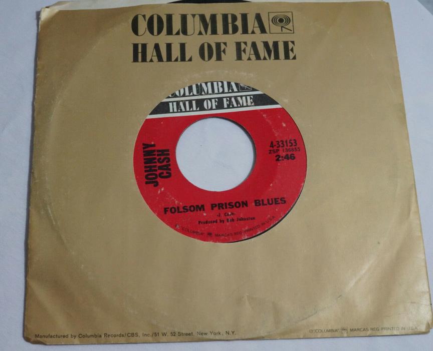 45 record Johnny Cash Columbia Hall of Fame Records 4-33153 Folsom Prison Blues