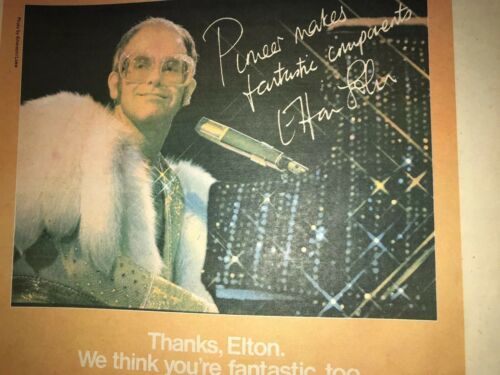 1975 ELTON JOHN PIONEER SOUND SYSTEM ADVERTISEMENT DISPLAY AS PINUP POSTER