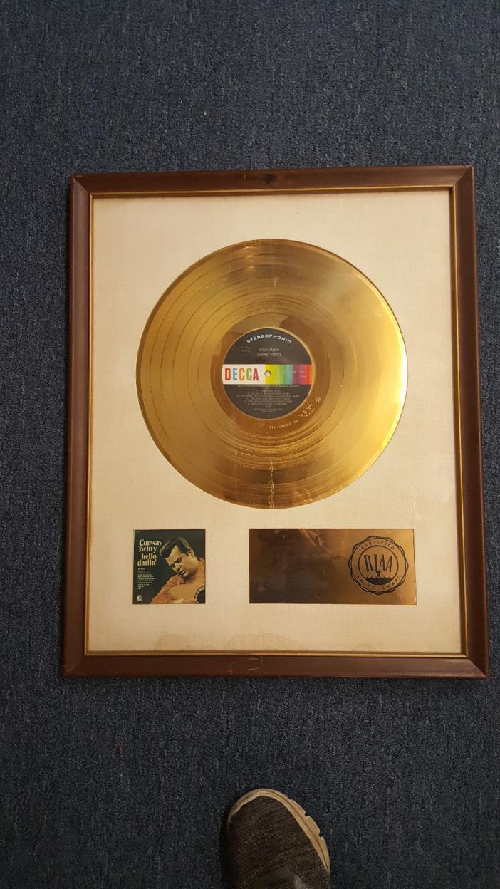 CONWAY TWITTY - HELLO DARLIN' RIAA GOLD RECORD AWARD PRESENTED MCA RECORDS