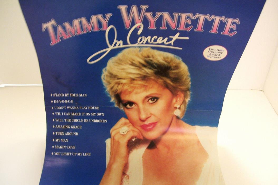 Tammy Wynette 1986 Advertising Poster for Album T W In Concert 12 x 24 Inches