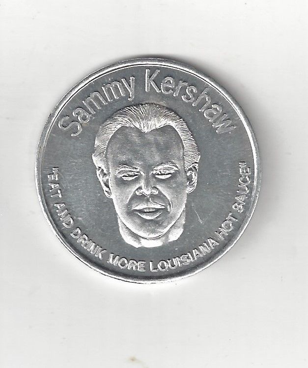 VINTAGE COUNTRY SINGER SAMMY KERSHAW LOUISIANA HOT SAUCE BOTTLE COIN TOKEN