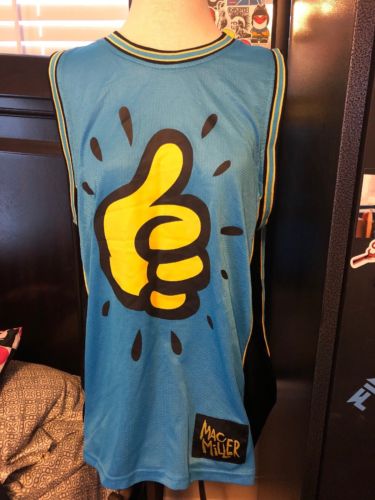 MAC MILLER THUMBS UP OFFICIAL SKY BLUE CONCERT TOUR PROMO BASKETBALL JERSEY SZ L