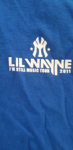 lil Wayne 2011 Tour Crew T shirt N.Y. Yankees Style Logo Blue L I'm Still Music