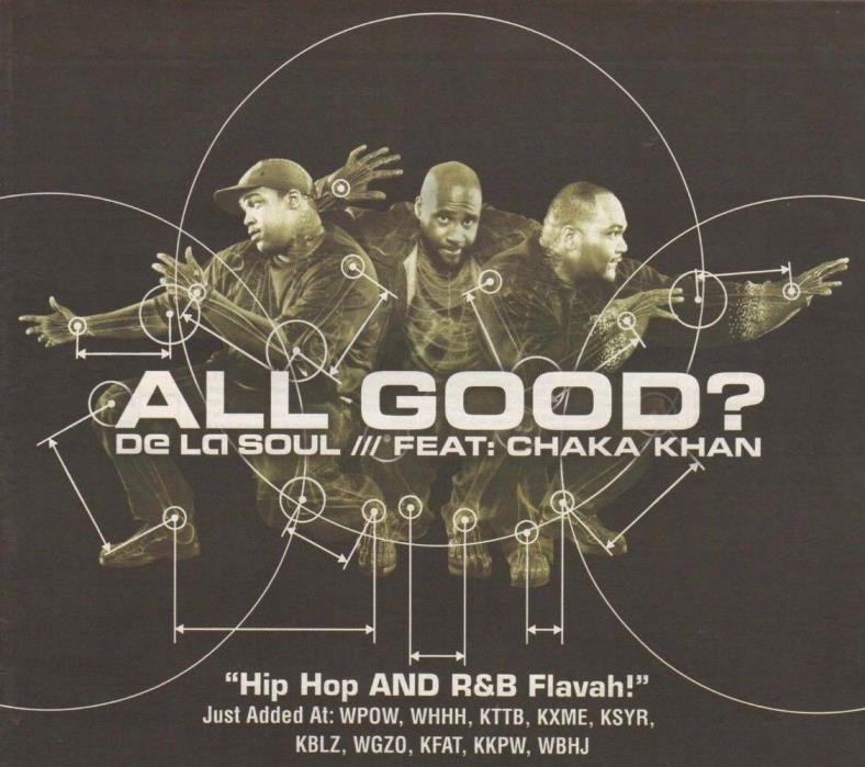 Vintage print Radio Music Promo ad De La Soul feat Chaka Khan All Good 2000