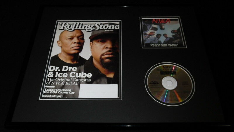 NWA 16x20 Framed Straight Outta Compton CD & 2015 Rolling Stone Cover Display
