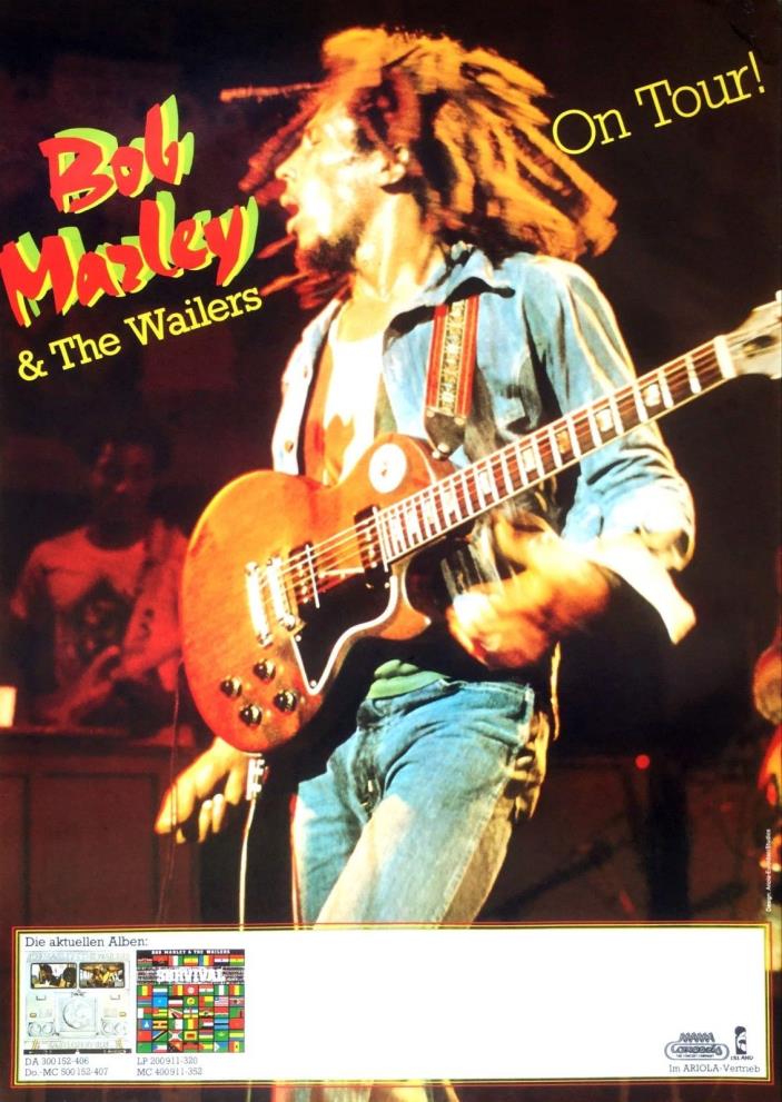 BOB MARLEY AND THE WAILERS 1980 German CONCERT POSTER Uprising Tour REGGAE