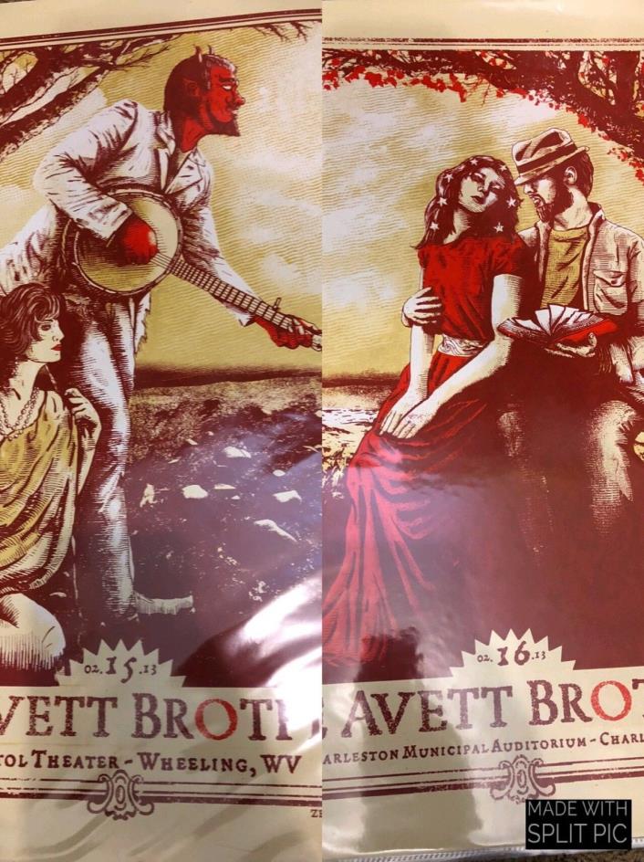 Avett brothers poster set by zeb love WV 2013
