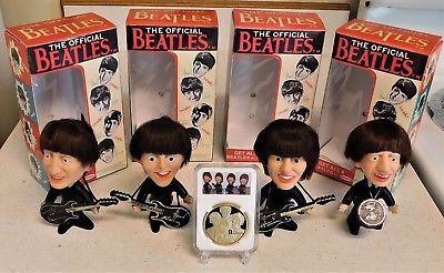 Beatles Remco Doll Set of Four Hard Body Dolls with Instruments and Boxes