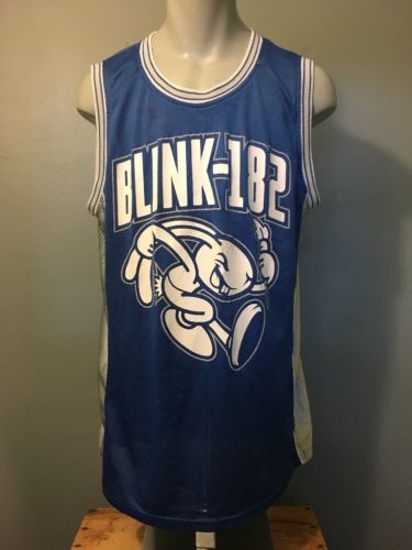 Vtg Blink 182 Blue Poly Mesh Basketball Jersey Mens 2X Tank Top Shirt Bunny Punk