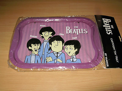 NRFP The Beatles 2005 Vandor Animated Cartoon Figures Purple Tin Tray NIP