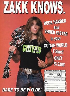 Zakk Wylde Knows 1991 Guitar World T-shirt ad 8 x 11 advertisement print