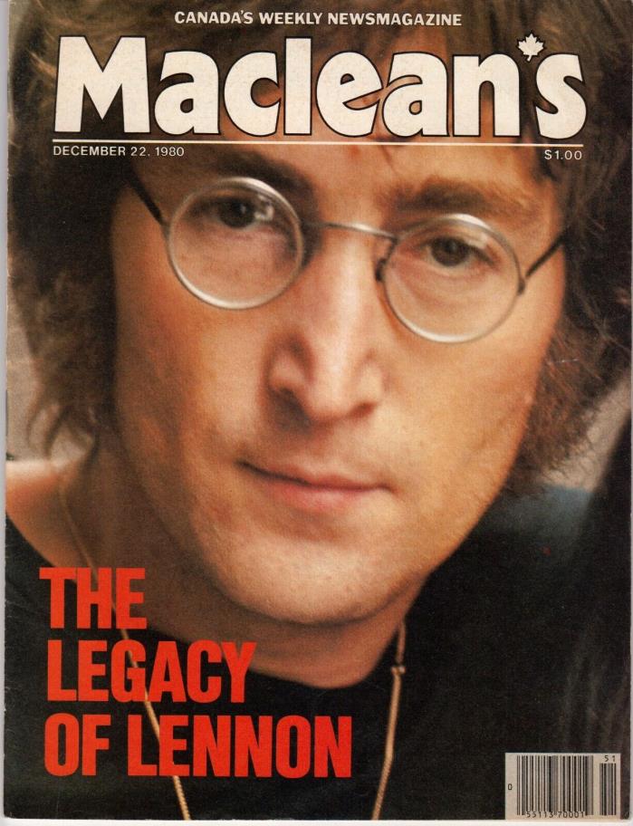 Maclean's Magazine December 22 1980 John Lennon RIP Beatles Canadian RARE LEGACY
